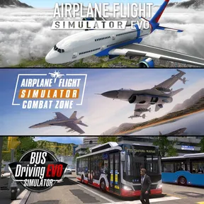 Airplane Flight Simulator : EVO & Combat Zone + Bus Driving Simulator : EVO Bundle cover image